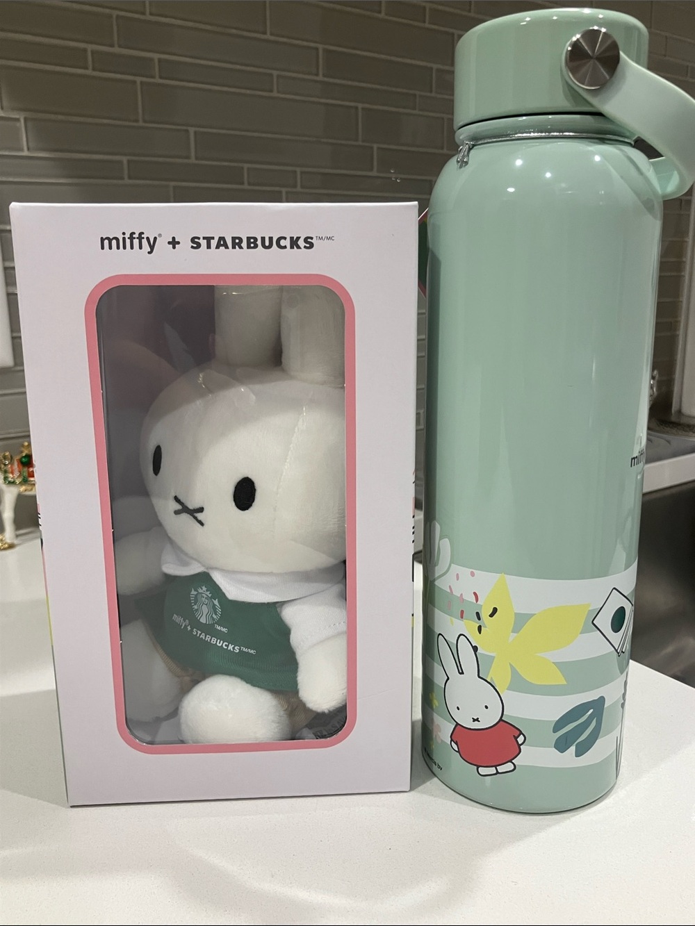 Starbucks Mint Green Miffy Travel Bottle & Plush Gift Set